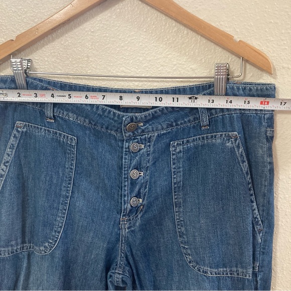 Sundance Jolienne Women’s Demin Joggers Cargo Button Blue Cotton Relaxed Sz 12 - Picture 10 of 16